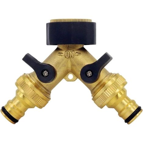 Zolginah Y-verbinder Für Wasserzulaufschlauch (2-wege-verbinder Für Zulaufschläuche, 26,9 Mm (3/4") Messing, Y-förmiger Verteiler), Kompatibel Mit 1/2"-gartenschlauchanschlusssystem