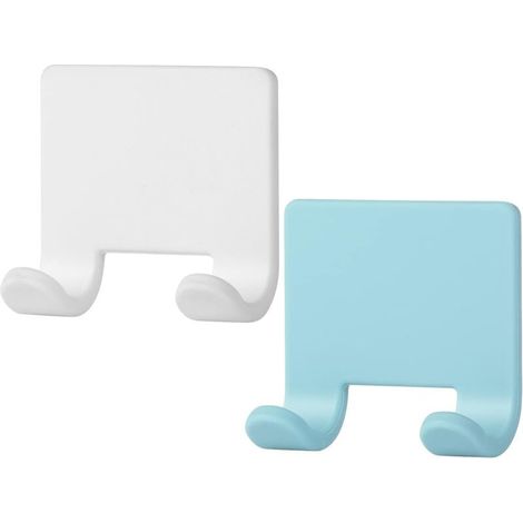 Zolginah Wandmontierter Klebe-duschhaken Für Haarbürstenhalter, Badezimmer-haarbürstenhalter, Dekorative Rostfreie Silikon-duschhaken Für Handtuch, Luffa (2er-set - Weiß + Blau)