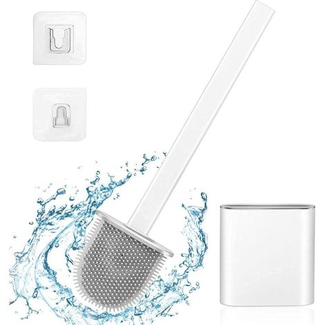 Zolginah Silikon-toilettenbürste, Flexible Silikon-toilettenbürste, Sehr Gut Geeignet Für Ecken Und Kleine Zwischenräume Zwischen Toilette Und Wand (weiß)