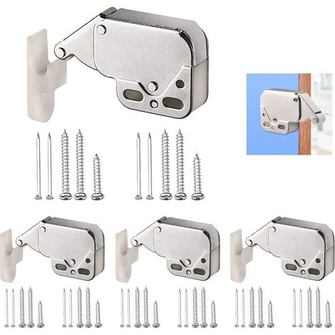 Lntyq 4 Stück Mini-verschlüsse, Doppelrollen-schranktürverschlüsse, Kleiderschrankverschlüsse, Mini-touch-verschlüsse, Schranktürverschlüsse (mit Gegenstück)