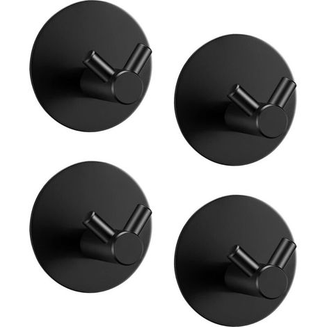 Zolginah 4-teiliges 3m-klebehaken-set, Schwarz, Max. Tragkraft 7 Kg, Selbstklebende Edelstahl-wandhaken Für Bad Und Badezimmer, Handtuchhalter Mit Klebeband, Für Zuhause Und Büro