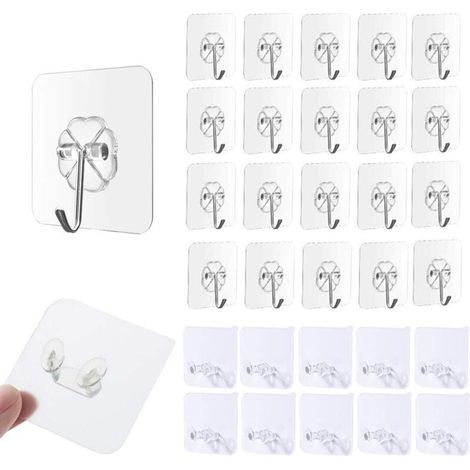 Zolginah 30er-pack Klebehaken, Wiederverwendbare Klebehaken, Wasser- Und Ölbeständige Wandhaken Für Handtuchhalter, Badezimmer, Küche Und Wohnzimmer