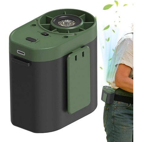 Wiederaufladbarer, Leiser Und Tragbarer Gürtelventilator Mit Licht. Ideal Für Camping, Reisen, Strand, Zuhause, Wandern, Angeln, Stadien Und Parks.