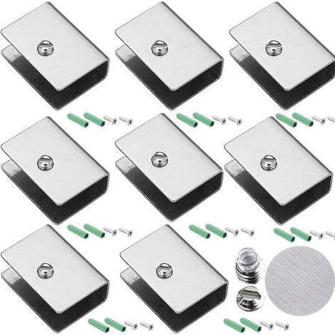 Zolginah Glasklemmen, Glasregalträger, Wandhalterungen, 8-teiliges Set Aus Edelstahl, Verstellbare Befestigungen, Geeignet Für 6–10 Mm Dicke Glasregale
