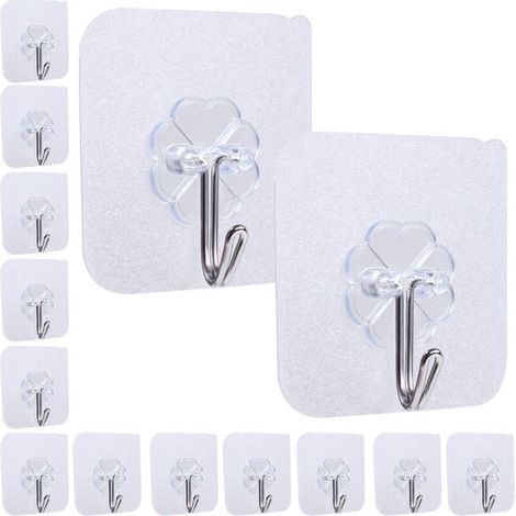 Zolginah 14er-pack Selbstklebende Haken, Hochbelastbare, Wasserfeste Haken, Bis 10 Kg Tragkraft, Stabile, Nahtlose, Transparente Haken Für Bad, Küche Und Wohnzimmer