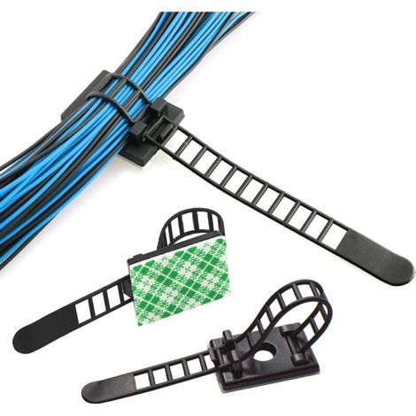 Zolginah 100 Stück Verstellbare Kabelorganisatoren Mit Klebefläche, Verstellbare Kabelbinder, Kabelclips Für Den Schreibtisch, Kabelmanagement Für Fernseher, Ladegerät, Pc, Büro, Zuhause – Lang