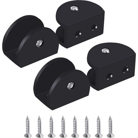 Zolginah Glasklemmen, 4 Stück, Glasregalhalterung, Schwarze Glasregalhalterung, Verstellbare Glasregalbefestigung, Halbrund, Aluminiumlegierung, Für 10–12 Mm Dickes Glas