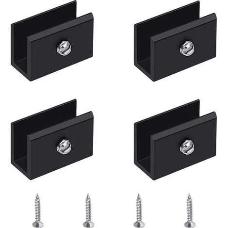 Zolginah Glasklemmen, 4-teiliges Wandmontage-set Für Glasregale, Schwarze Glasregalhalterungen, Verstellbare Glasregalbefestigungen Aus Aluminiumlegierung, Für 6–8 Mm Dickes Glas