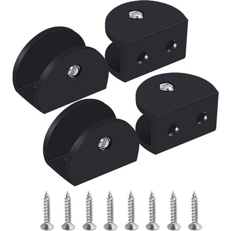 Zolginah Glasklemmen, 4-teiliges Glasregal-stützset, Schwarze Glasregalhalterung, Verstellbare Glasregalhalterungen, Halbrund, Aluminiumlegierung, Für 8–10 Mm Dickes Glas