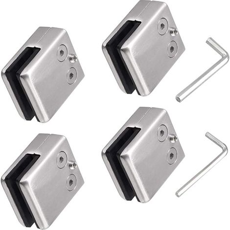 Zolginah Set Mit 2 Edelstahl-glasklemmen (304) Inklusive 1 Innensechskantschlüssel – Geeignet Für 8–10 Mm Glas – Verstellbare Flachglashalterung Für Treppengeländer – Polierter Handlauf