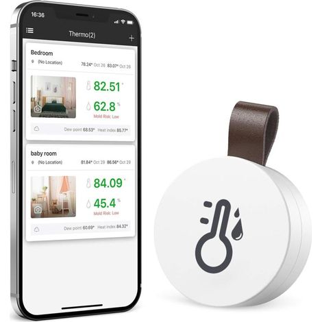 Zolginah Bluetooth-thermometer/hygrometer Für Den Innenbereich, Mini-thermometer, Temperatursensor, Digitales Hygrometer Für Zuhause Und Büro, Weihnachtsgeschenk, Kompatibel Mit Ios Und Android