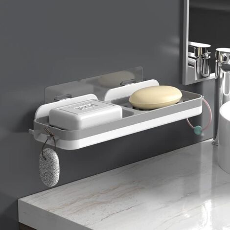 Rostfreier Seifenhalter Aus Kunststoff, Selbstklebend (kein Bohren Erforderlich), Ästhetisches Design, Praktisch Zur Aufbewahrung Von Seifen