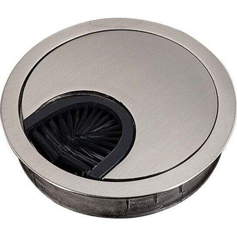 Kabeldurchführung Mit Bürste Für Schreibtisch, Tisch Und Arbeitsplatte, 1 Stück. Ausführung: Chrom. Durchmesser: 60 Mm. Material: Metall.