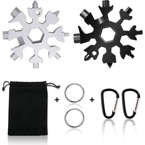 Zolginah 18-in-1 Schneeflocken-multitool, 2-teiliges Mini-schraubendreher-set Aus Edelstahl, Multifunktionswerkzeug Für Reisen Und Den Alltag, Kreatives Geschenk