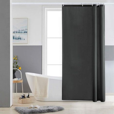 Zolginah Duschvorhang, Klein, Dunkelgrau, Schimmelresistent, 180 X 200 Cm, Polyestergewebe, Wasserdicht, Maschinenwaschbar, 6 Haken