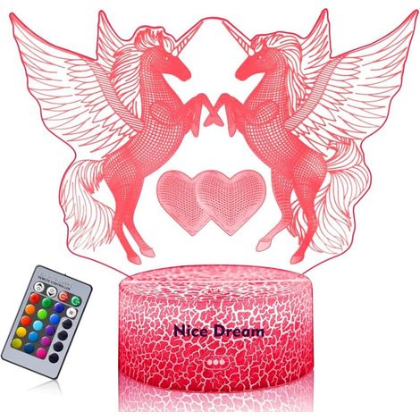 Zolginah 3d Einhorn-nachtlicht Für Kinder, Usb-led-nachtlicht Für Mädchen, 16 Wechselnde Farben Mit Fernbedienung Für Kinder Und Erwachsene, Geburtstags- Und Weihnachtsgeschenk (einhorn 1)
