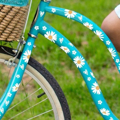 Fahrradaufkleber Mit Gänseblümchenmotiv, 2 Bögen Wasserfeste Blumenaufkleber Für Fahrräder, Dekorative Gänseblümchenaufkleber Für Mädchenfahrradrahmen