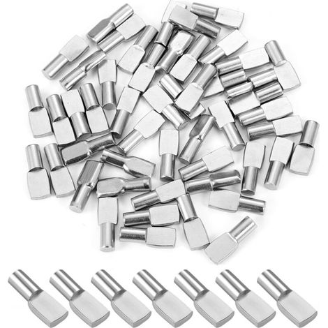 Zolginah 50 Stück Regalstifte, Regalträger, Regalhaken, Regaldübel, 5 Mm Vernickelte Metallplattenhalterungen Für Schränke Und Büros