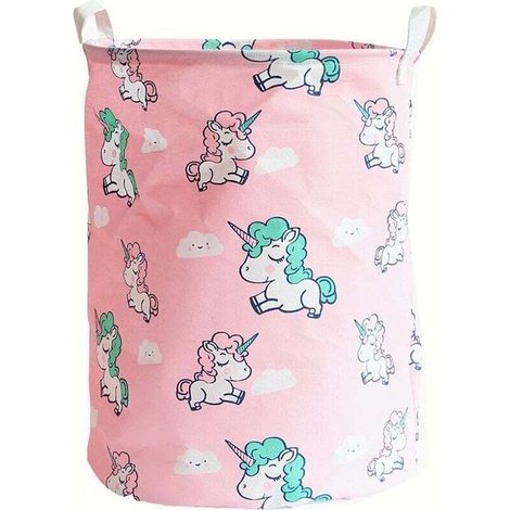 Wäschekorb Mit Einhornmotiv, Große Aufbewahrungskörbe Aus Canvas, Kinderkörbe, Faltbare Aufbewahrungsboxen Für Mädchenzimmer, Babyzimmer, Kinderzimmer, Weihnachtsdeko, Rosa
