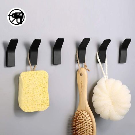 Zolginah 6-teiliges Klebehaken-set, Wandhaken Für Badezimmer, Selbstklebender Handtuchhalter Für Bademäntel, Umhänge, Handtücher, Schlüssel, Taschen, Haushalt, Küche, Badezimmer, Aluminium, Schwarz