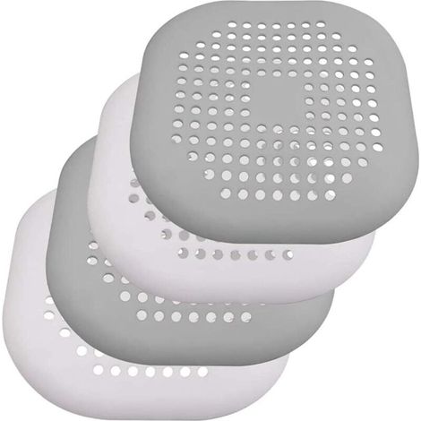 Zolginah Set Mit 4 Silikonfiltern Für Dusche, Badewanne, Waschbecken Und Spüle, Grau + Weiß