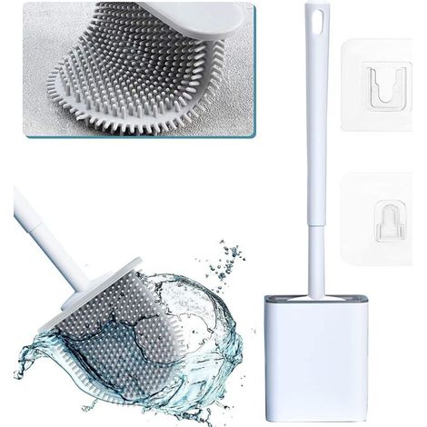 Zolginah Silikon-toilettenbürste, Tiefenreinigende Silikon-toilettenbürste Mit Langem, Rutschfestem Griff Und Wandmontage Ohne Bohren, Trocknungszeit (weiß)