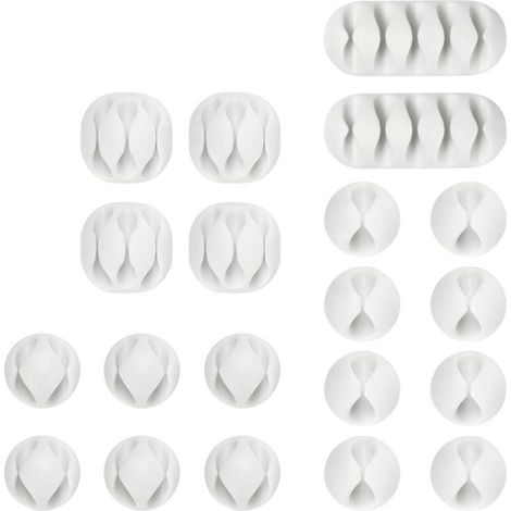 Zolginah Kabelclips-schreibtisch-organizer, 20-teiliges Set, Kabelclips Zur Kabelführung, Für Lade-, Maus-, Kopfhörer- Und Handykabel, Weiß