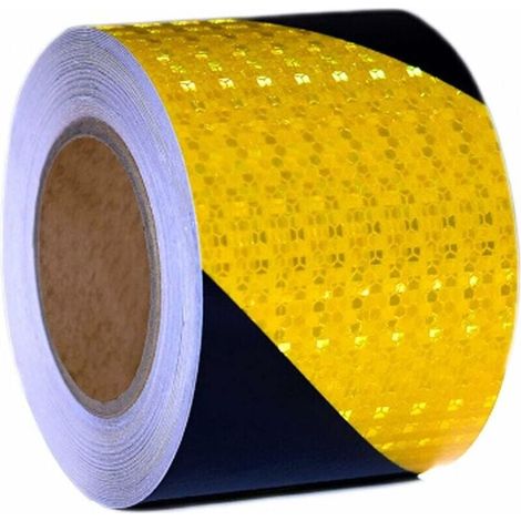 Cyslmuk – Gelb-schwarzes Reflektierendes Warnband 5 Cm X 25 M – Hochreflektierende Pvc-folie – Verschleiß- Und Wasserfest – Sichtbarkeit Bei Tag Und Nacht – 5 Cm X 25 M