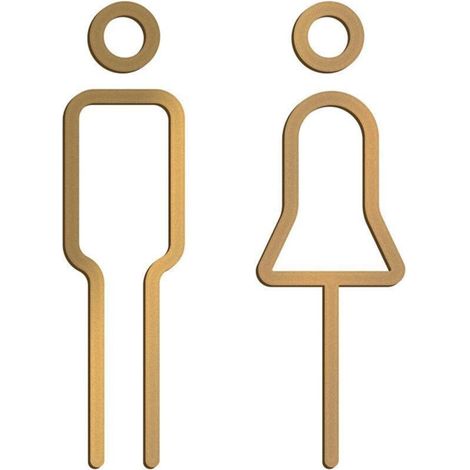 Wc-schild Aus Massivem Messing, Minimalistisches Design, Wc-dekoration Mit Kleberückseite Für Hotel, Büro, Zuhause, Restaurant