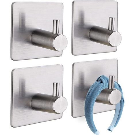 Zolginah 4-teiliges Klebehaken-set, Edelstahl-wandhaken Für Badezimmer, Handtuchhaken, Geeignet Für Badezimmer, Küche Und Kleiderschrank