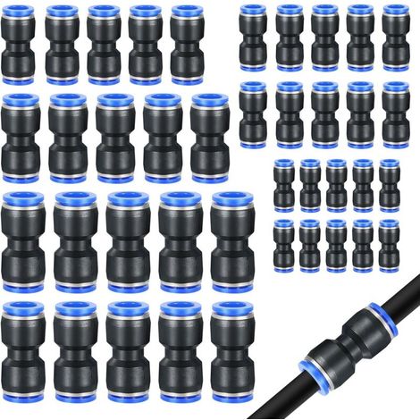 40 Stück Gerade Pneumatische Reduzierstücke 4, 6, 8, 10, 12 Mm Außendurchmesser, Kunststoff-pneumatikverbinder, Schnellkupplungen Für Druckluftschläuche