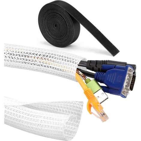 Zolginah Selbststeckbarer Kabelschlauch 2 X 1,6 M Mit 1 X 300 Cm Kabelbindern Für Tv, Pc, Heimkino-kabelmanagementsystem – Ø 8 Mm, Weiß