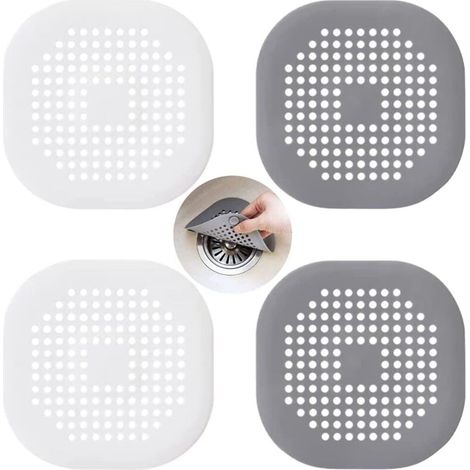 Zolginah 4er-set Küchenspülenfilter, Silikon-abflussschutz, Duschabflussfilter Mit Saugnapf, Für Duschwaschbecken, Dusche, Badewanne (weiß Und Grau)