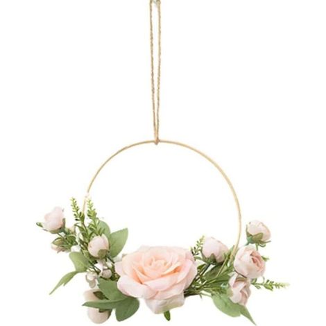 Zolginah Hochzeitskranz Mit Ring, Wandblumen, Dekorativer Kranz Aus Künstlichen Blumen, Runder Rahmengirlande Zum Selbermachen, Hochzeitsdeko (rosa)