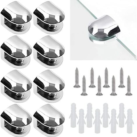 Zolginah 8-teiliges Glasklemmen-set, Verstellbare Glashalterung, Glasstützenklemme, Verstellbare Glastrennwandhalterung, Zur Montage Von 6–10 Mm Dickem Glas Mit Schrauben