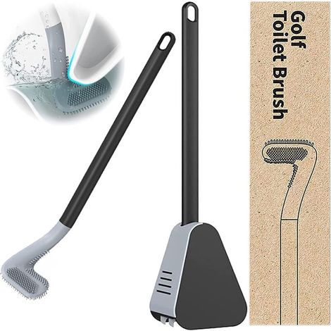 Zolginah Silikon-toilettenbürste Mit Langem Griff Für Golf, Wandmontierte Toilettenbürste Mit Halterung (schwarz)