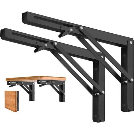 Zolginah 2er-set Regalträger 250 Mm, Klappbare Konsolenhalterung, Wandmontage, Klappbare Edelstahlträger, Tragkraft 50 Kg, Schwarz
