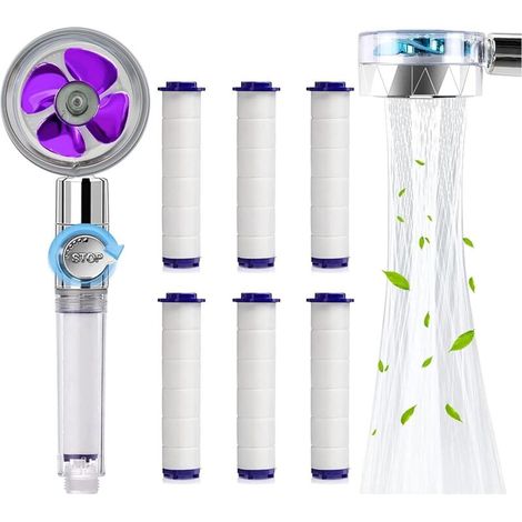 Zolginah Handbrause, Wassersparender Duschkopf Mit Anti-kalk-funktion, Hochdruck-propeller-duschkopf Mit Dreistufigem Filtersystem Und 6 Austauschbaren Pp-baumwollfiltern