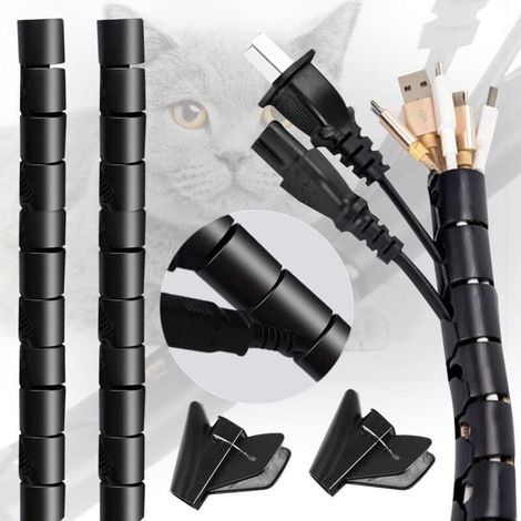 Zolginah 5er-pack 2 M Spiralkabelschläuche, Universelles Flexibles Spiralkabelmanagementsystem Mit Clipführung Für Tv-/pc-/usb-/audio-/videokabel – 22 Mm Durchmesser