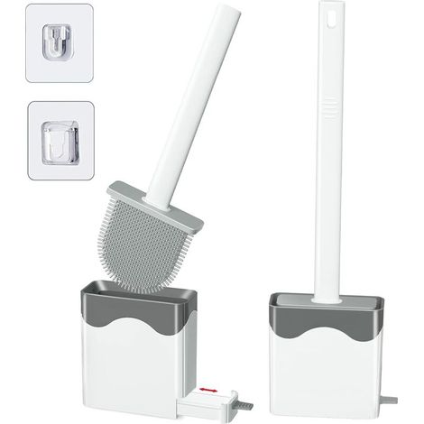 Zolginah Silikon-toilettenbürste, 2er-set Mit Tiefenreinigungs-wc-bürsten Und Halterung Mit Abnehmbarem Sockel, Rutschfestem Kunststoffgriff Und Schnelltrocknender Halterung, Wc-bürste Für Badezimmer