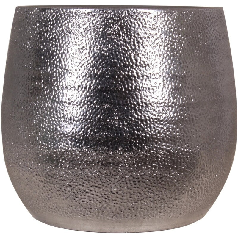 [gebraucht] B-ware Keramik Übertopf Hammerschlag Pflanzgefäß Silber 21x21cm 18cm Für Innenbereich