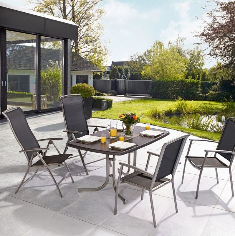[gebraucht] B-ware Gartentisch Vigo Outdoor Tisch Terrassentisch Grau Pulverbeschichtet 150x90cm