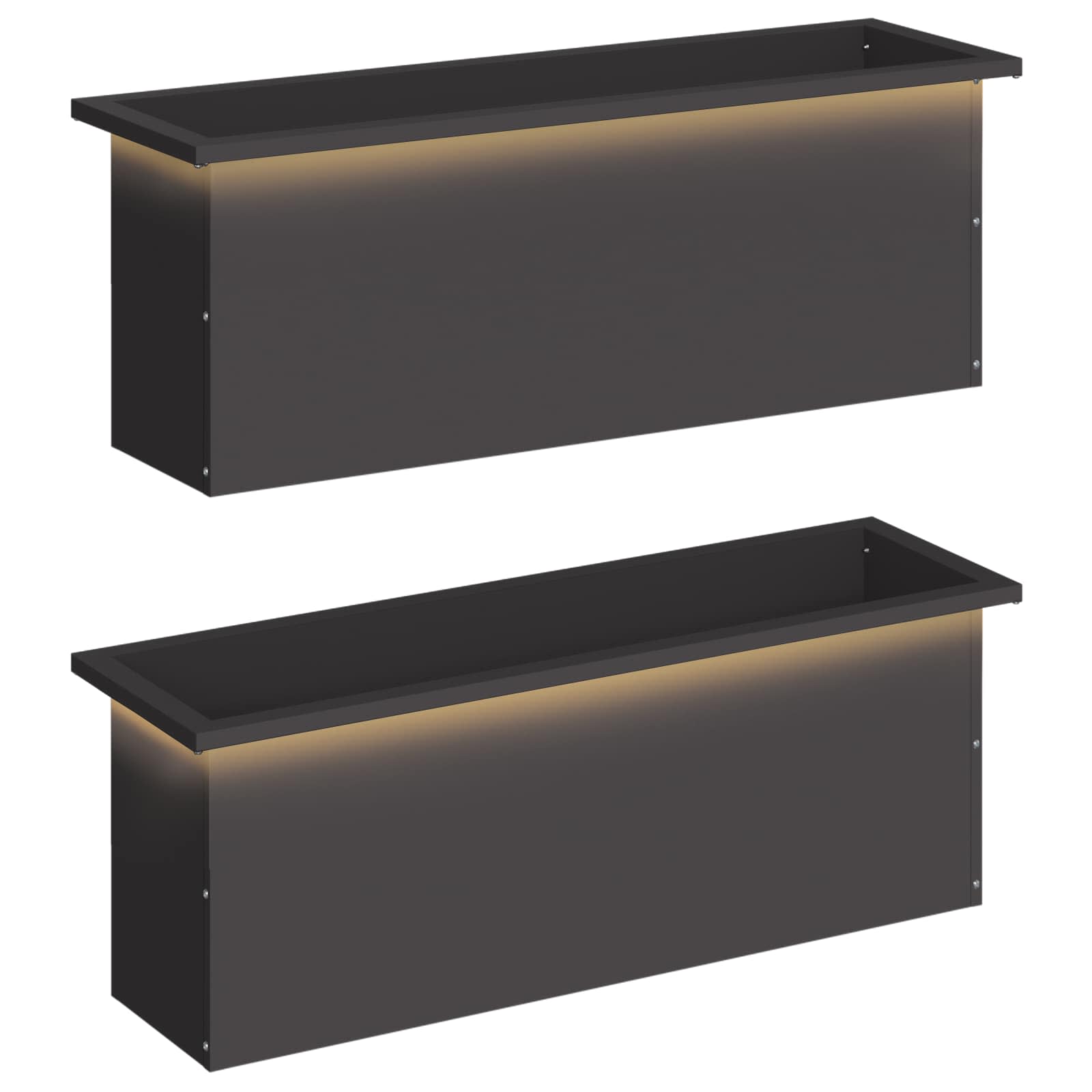 Garten-pflanzkübel Mit Led 2 Stk. Schwarz 30 × 100 × 30 Cm Vidaxl