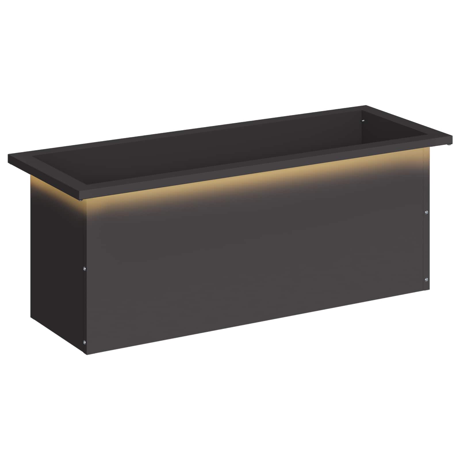 Garten-pflanzkübel Mit Led Schwarz 30 X 80 X 30 Cm Stahl Vidaxl
