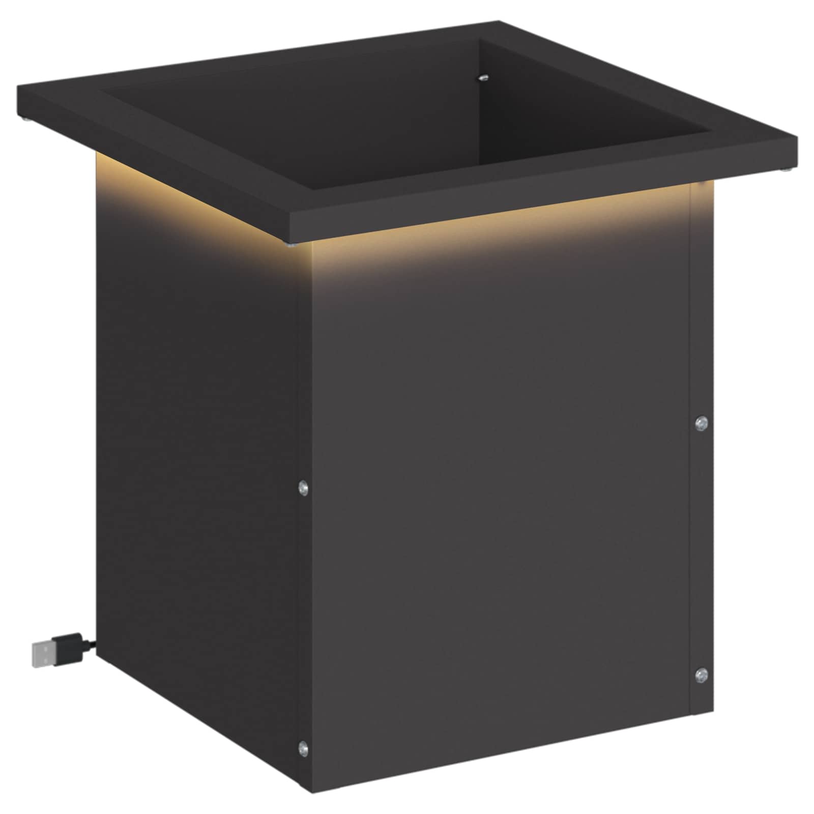 Garten-pflanzkübel Mit Led Schwarz 30 X 30 X 30 Cm Stahl Vidaxl