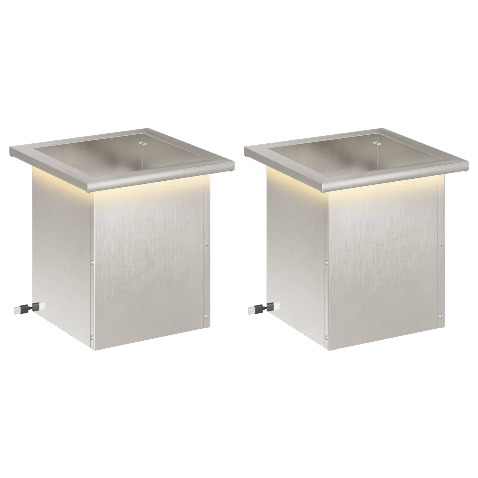 Garten-pflanzkübel Mit Led 2 Stk. Silber 30 X 30 X 30 Cm Vidaxl