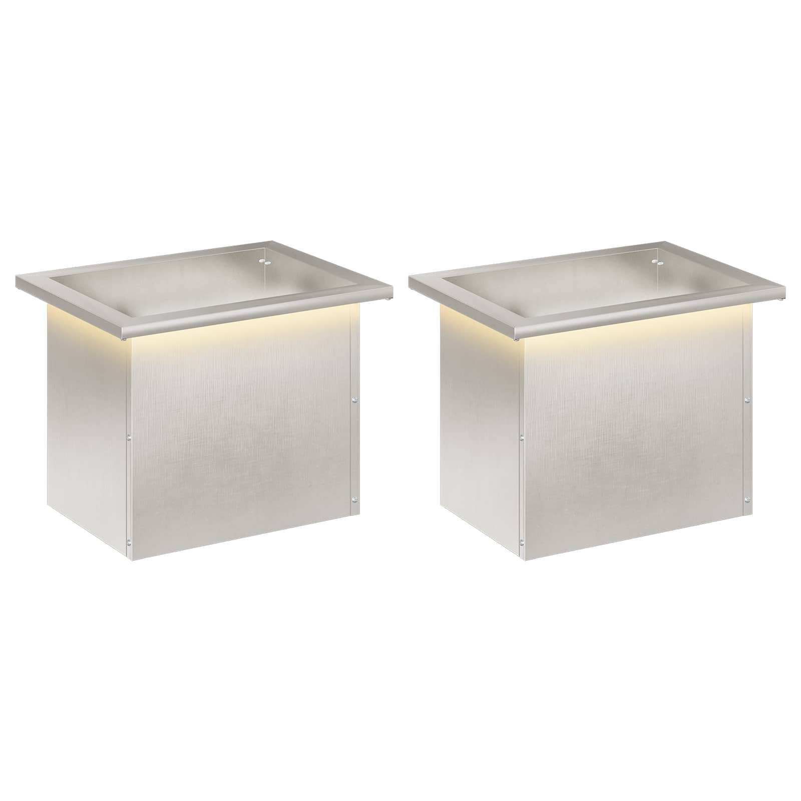 Garten-pflanzkübel Mit Led 2 Stk. Silber 30 × 40 × 30 Cm Vidaxl