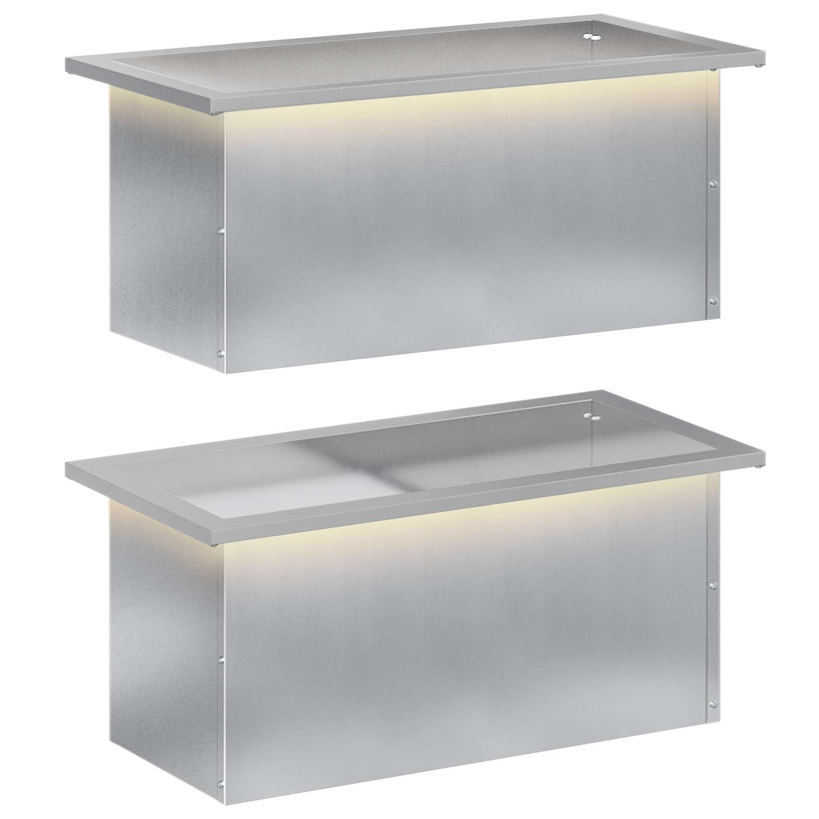 Garten-pflanzkübel Mit Led 2 Stk. Silber 30 × 60 × 30 Cm Vidaxl