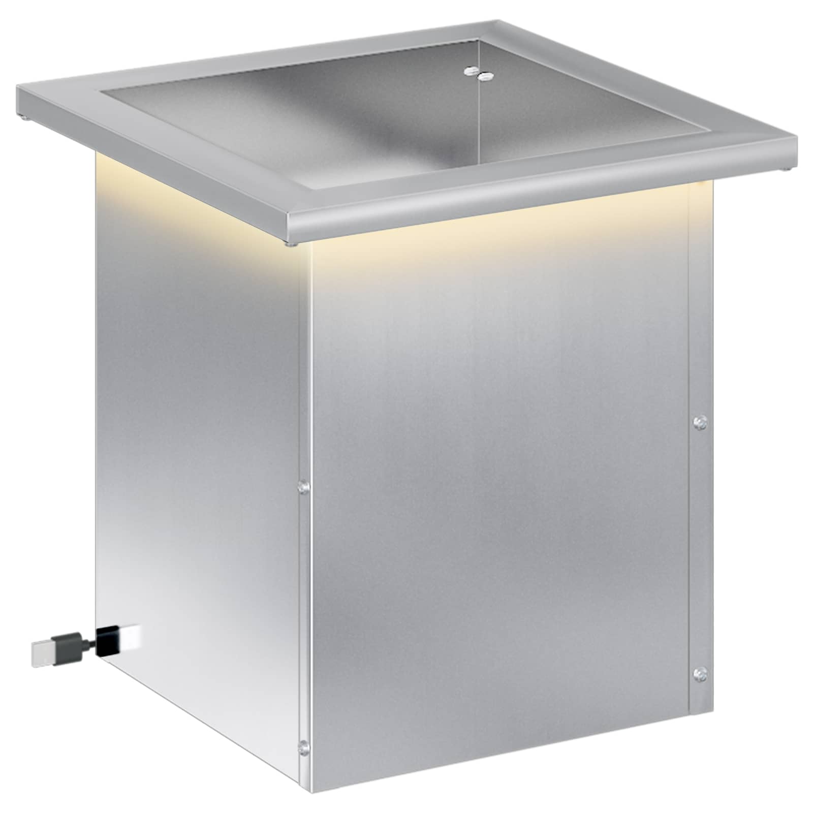 Garten-pflanzkübel Mit Led Silber 30 X 30 X 30 Cm Vidaxl