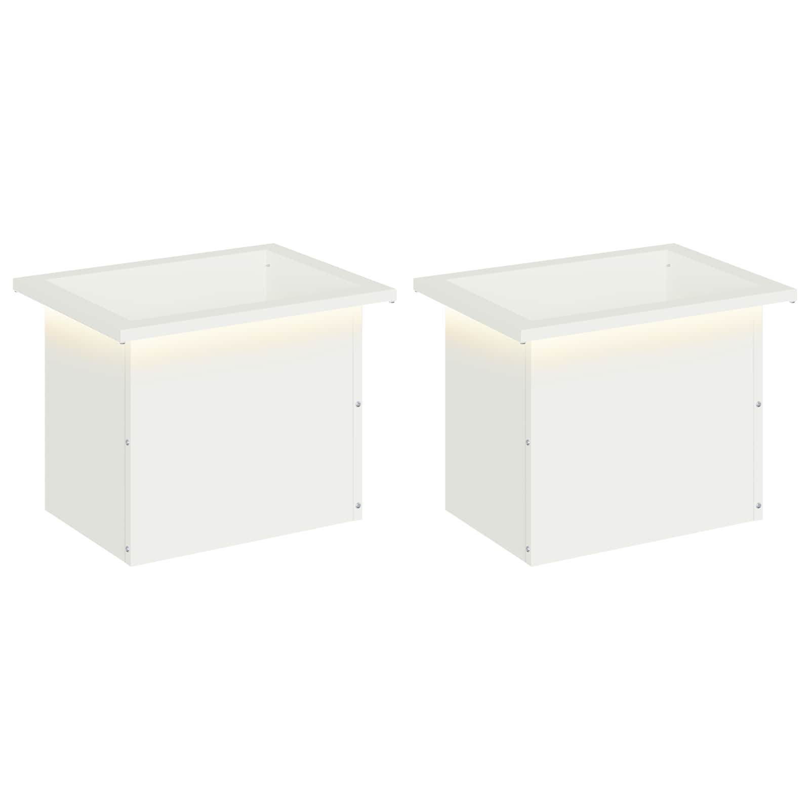 Garten-pflanzkübel Mit Led 2 Stk. Weiß 30 × 40 × 30 Cm Stahl Vidaxl